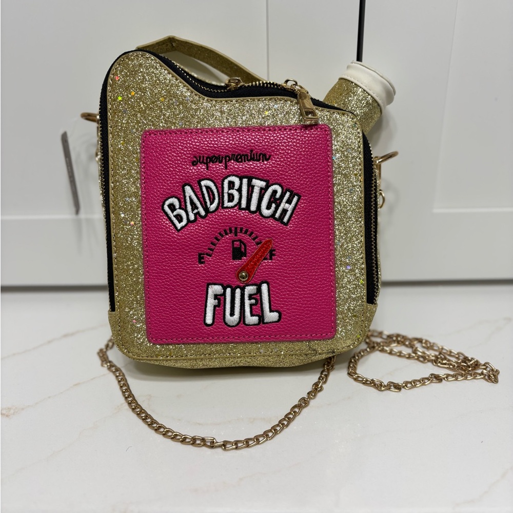 Bad Fuel Glitter Gas Can Novelty Crossbody Bag Statement Purse NWT